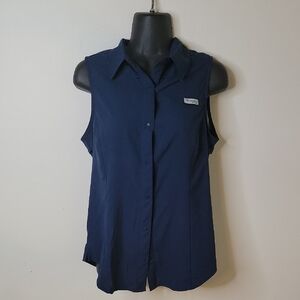 Columbia Women's Navy Sleeveless Button-Down Shirt